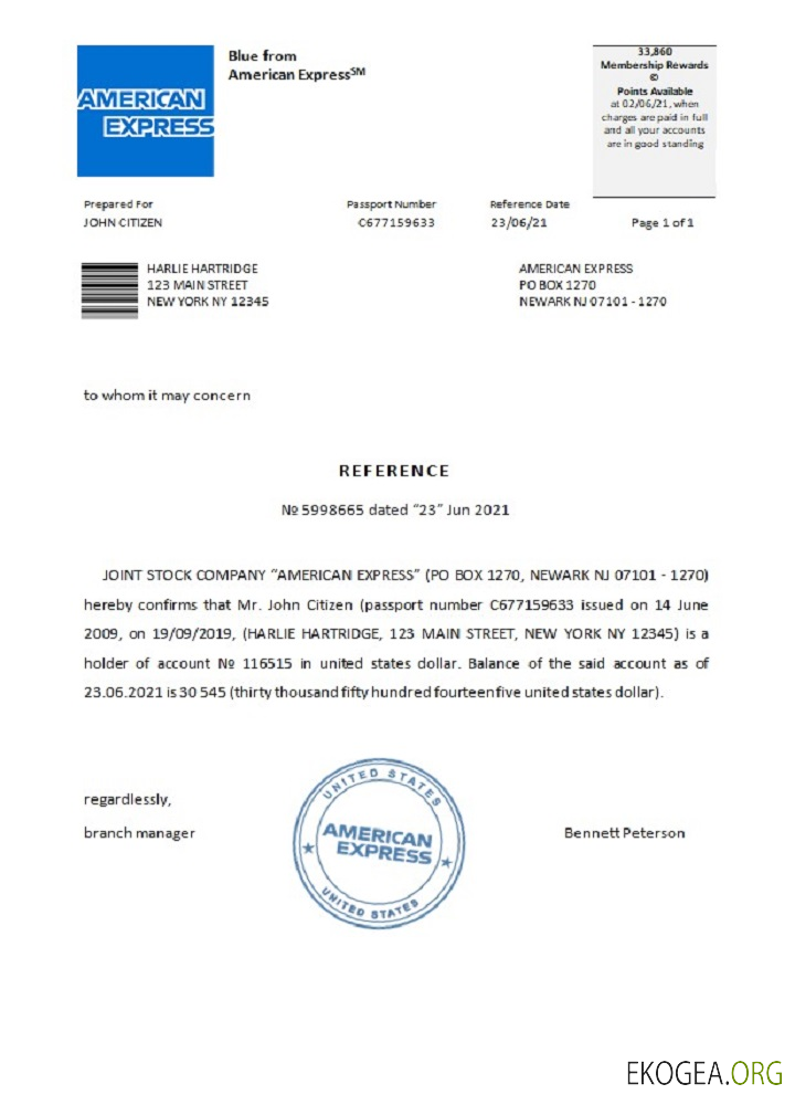 USA , American Express , référence template